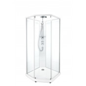 Душевая кабина IDO Showerama 10-5 Comfort  558.201.301 пятиугольная 900х900 мм профиль белый прозрачное стекло